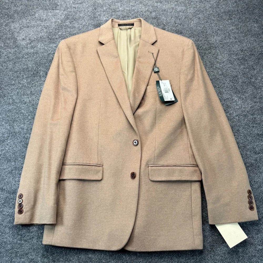 NWT Lauren Ralph Lauren 43R Blazer Lacrosse Camel Wool Silk Cashmere Sport Coat